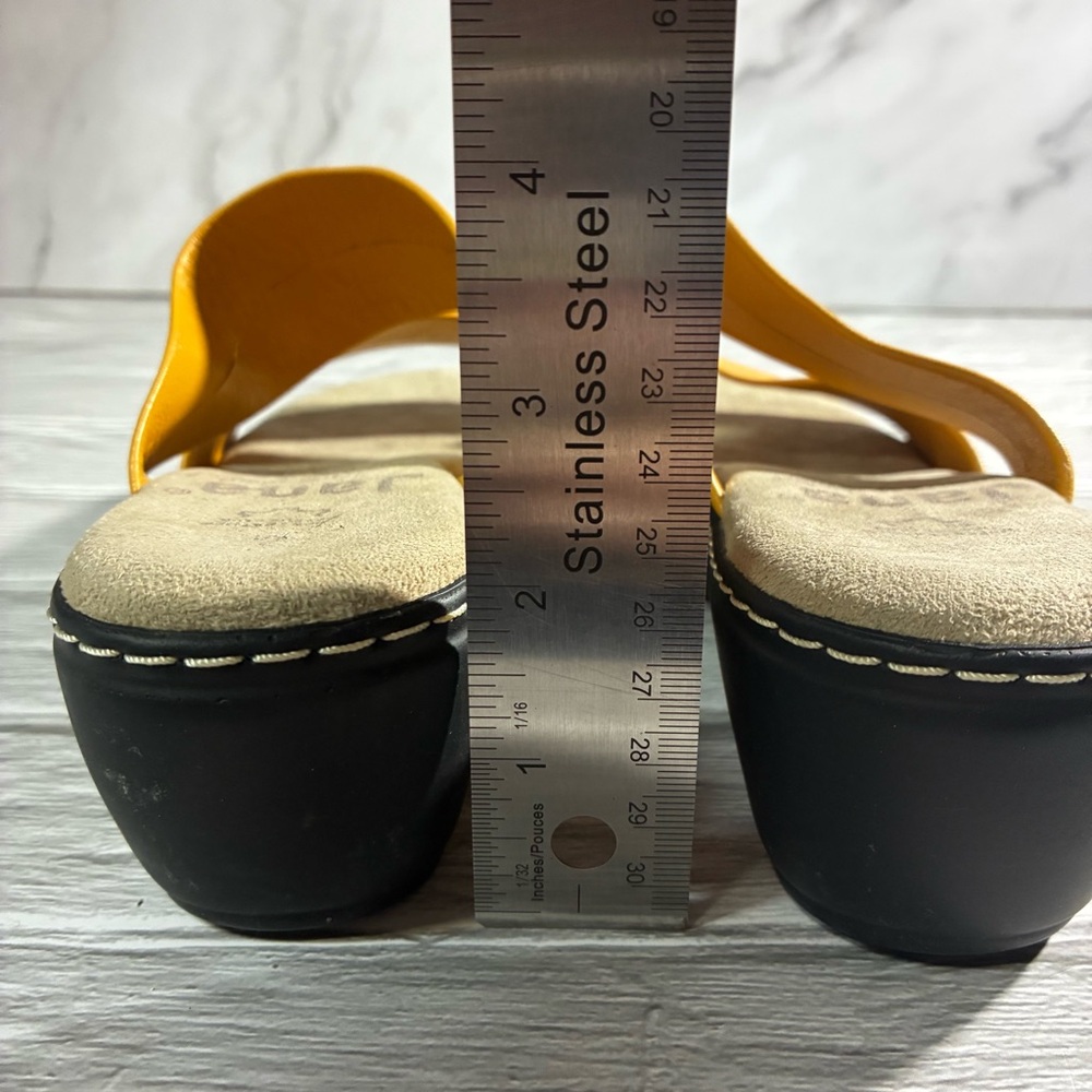 Jana Dark Yellow Gold Leather Two Strap Sandals Size US 7-7.5/EU38 - Picture 7 of 12